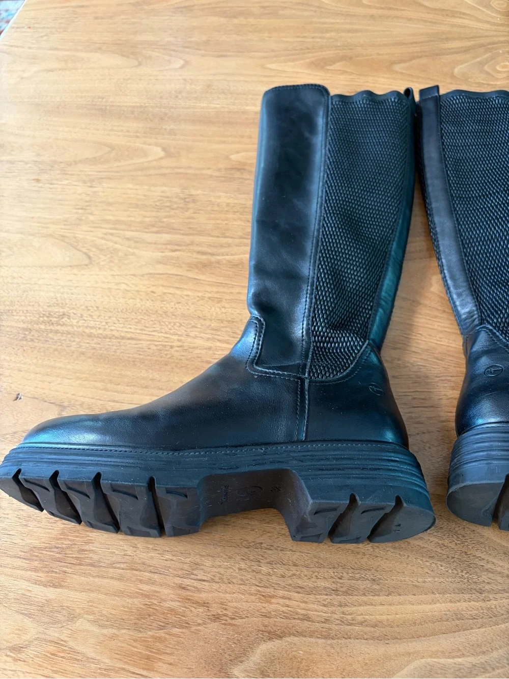 Women's Tamaris Black Knee-High Chunky Sole Boots size 38